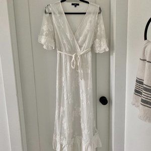 Lulu's Memorable Moments White Lace Midi Dress Size Medium